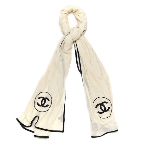 silk scarf chanel black white